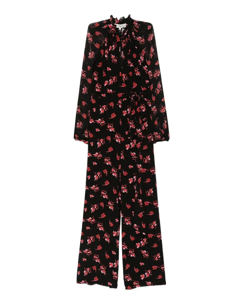 Diane von Furstenberg Keira floral-print tied-waist jumpsuit - Schwarz Schwarz