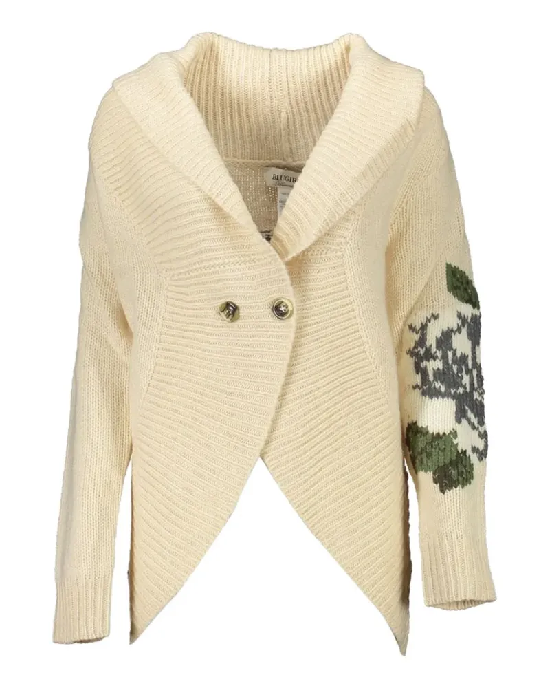Blumarine floral-intarsia shawl-lapel cardigan - Nude Nude