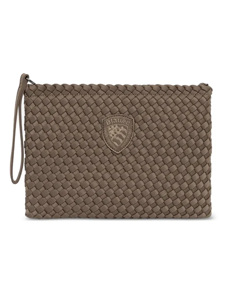 Blauer woven logo-patch clutch bag - Braun Braun