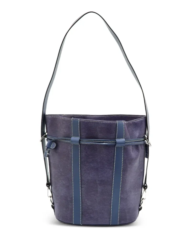 Lancel Kordelzug-Beuteltasche mit Eidechsen-Prägung - Violett Violett