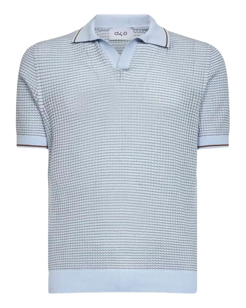 D4.0 jacquard-knit cotton V-neck T-shirt - Blau Blau