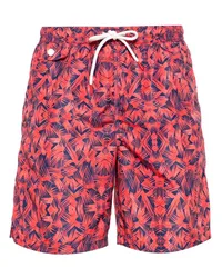 Kiton Badeshorts mit abstraktem Print Rot