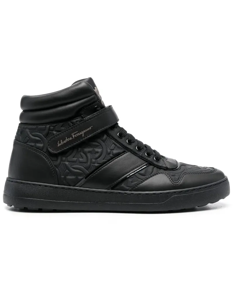 Ferragamo High-Top-Sneakers mit Prägung - Schwarz Schwarz