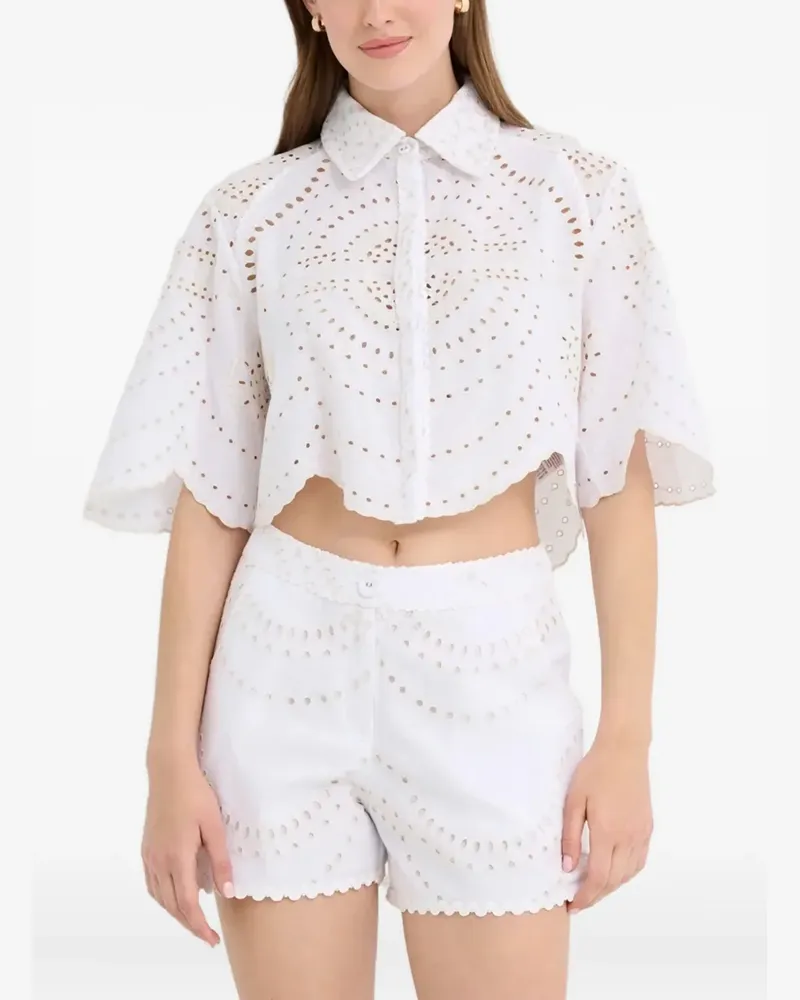 Charo Ruiz Emmie Hemd mit Lochmuster - Weiß Weiß