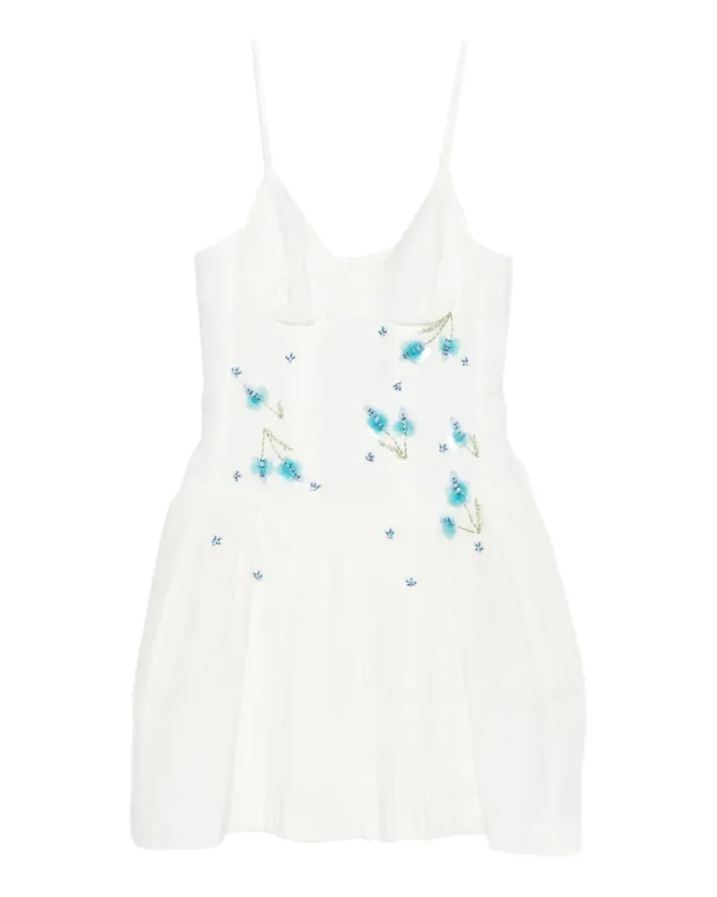 SHUSHU/TONG floral pleated mini dress - Weiß Weiß