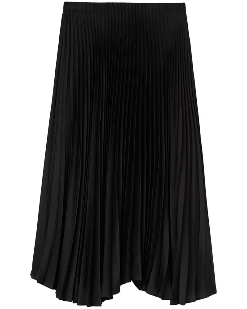 Jil Sander High-Waist-Midirock mit Falten - Schwarz Schwarz