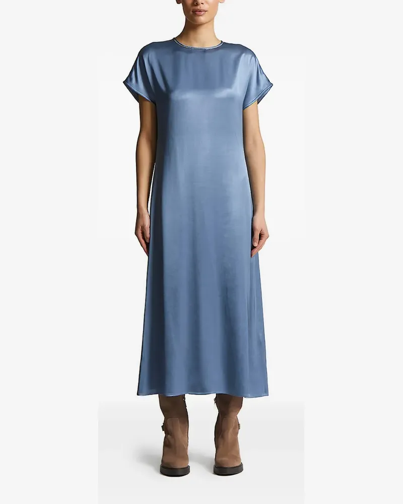 Peserico Satinkleid mit Verzierung - Blau Blau