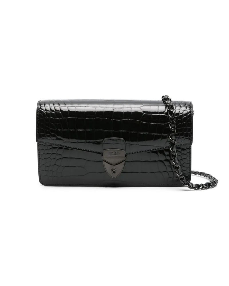 Aspinal of London Clutch mit Logo Schwarz