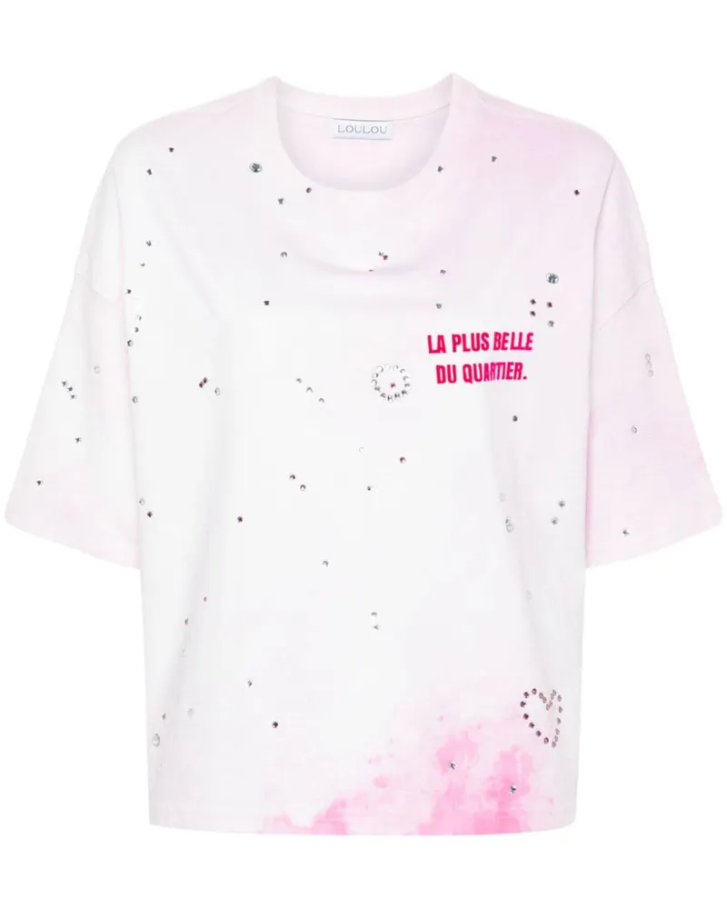 LOULOU T-Shirt mit Kristallen - Rosa Rosa