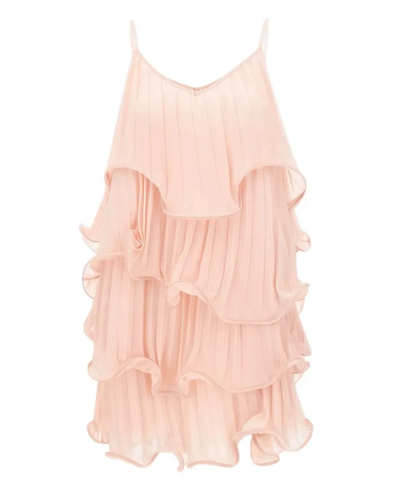 Kaos Gerüschtes Minikleid mit Falten - Rosa Rosa