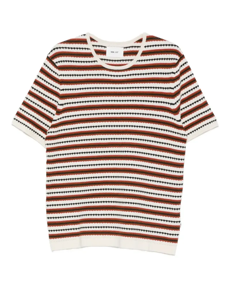 NN 07 Gestreiftes Bari 6686 T-Shirt - Nude Nude