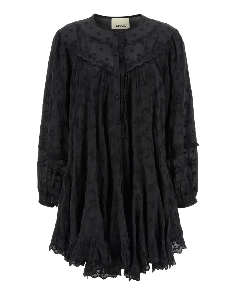Isabel Marant Zame floral-embroidered ruffled mini dress - Schwarz Schwarz