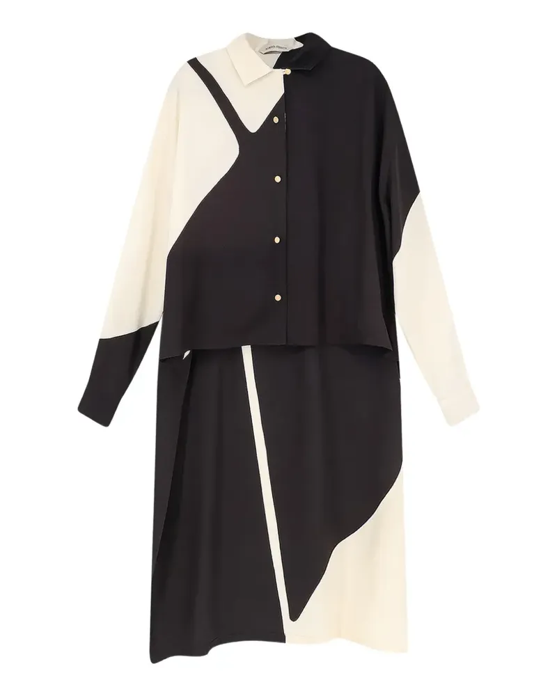 Alberta Ferretti graphic-print asymmetric shirt - Schwarz Schwarz