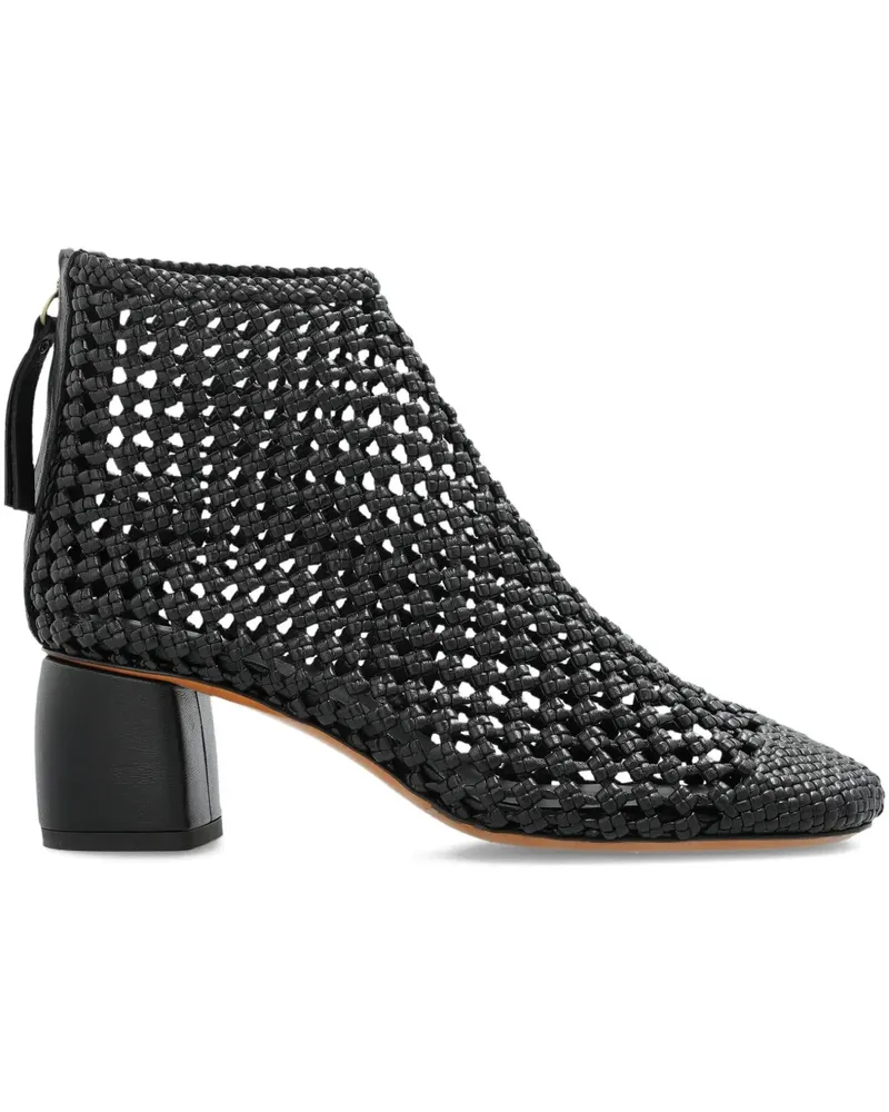 forte_forte Knöchelhohe Stiefel mit Webmuster 60mm - Schwarz Schwarz