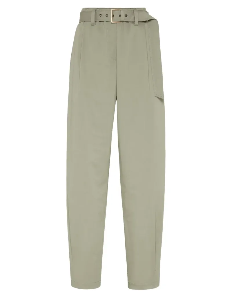 Brunello Cucinelli Gabardine-Hose mit Gürtel - Grün Grün