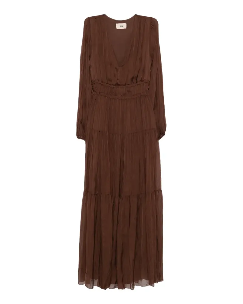 SOLOTRE Stufenkleid mit V-Ausschnitt - Braun Braun