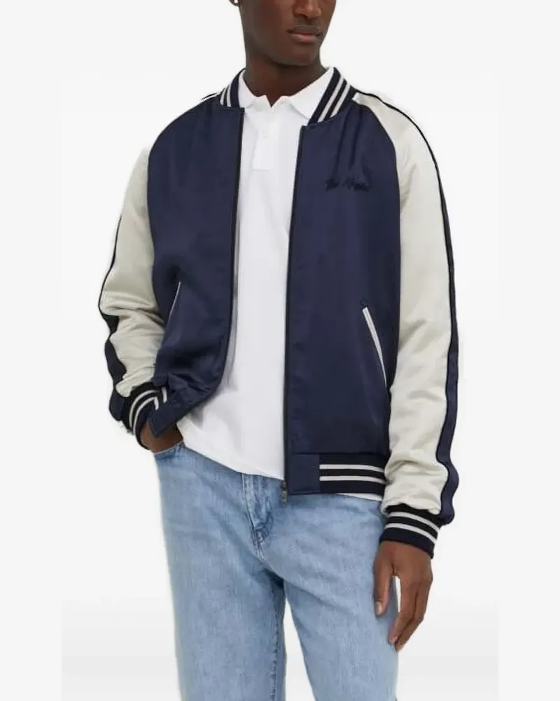 The Kooples Bestickte Bomberjacke aus Satin - Blau Blau