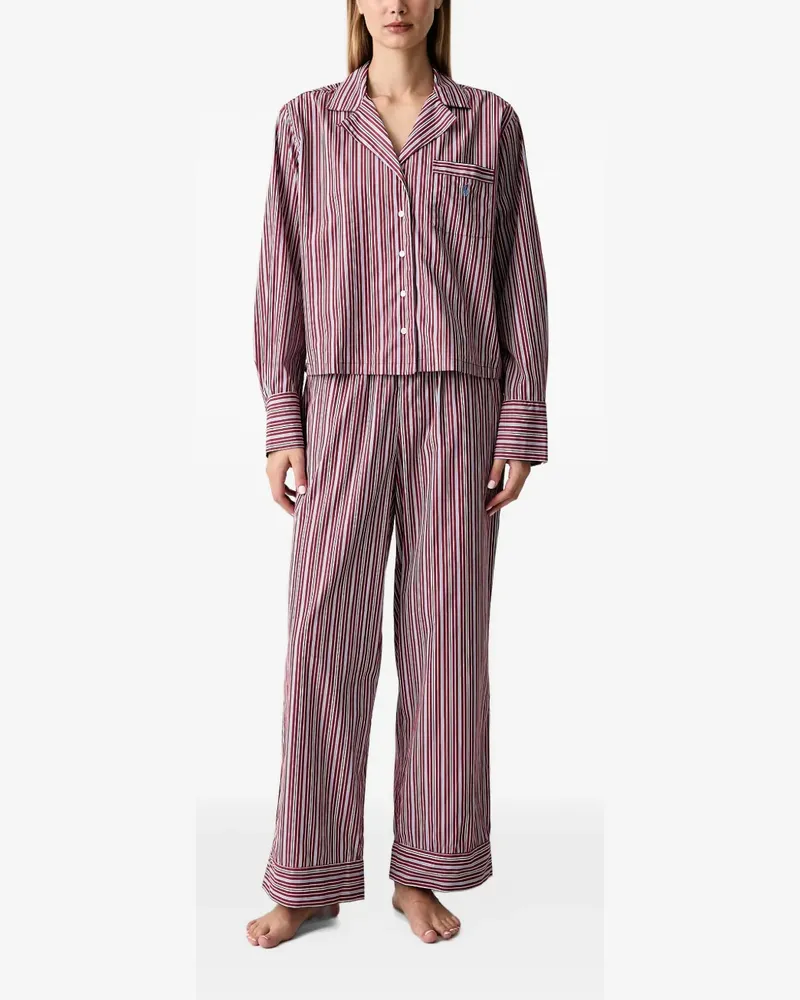 Ralph Lauren Set aus zwei gestreiften Pyjamas mit Logo-Stickerei - Rot Rot