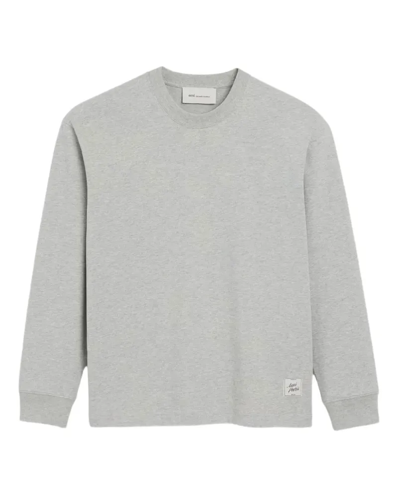 AMI Paris Langarmshirt mit Logo-Patch - Grau Grau