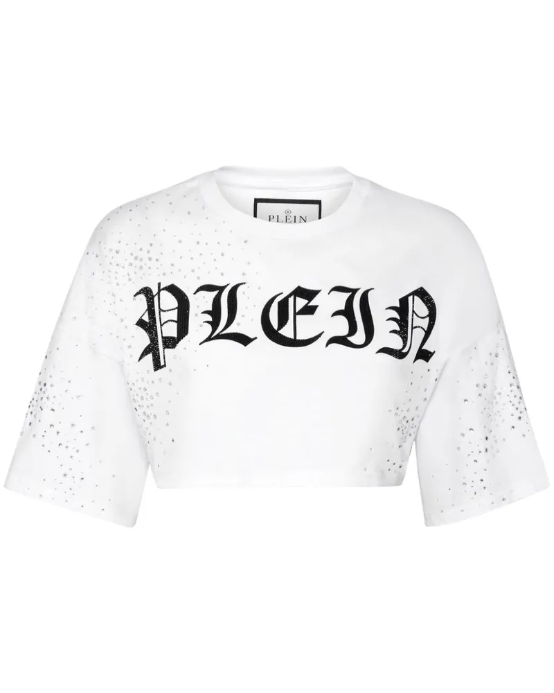 Philipp Plein Cropped-T-Shirt mit Kristallen - Weiß Weiß