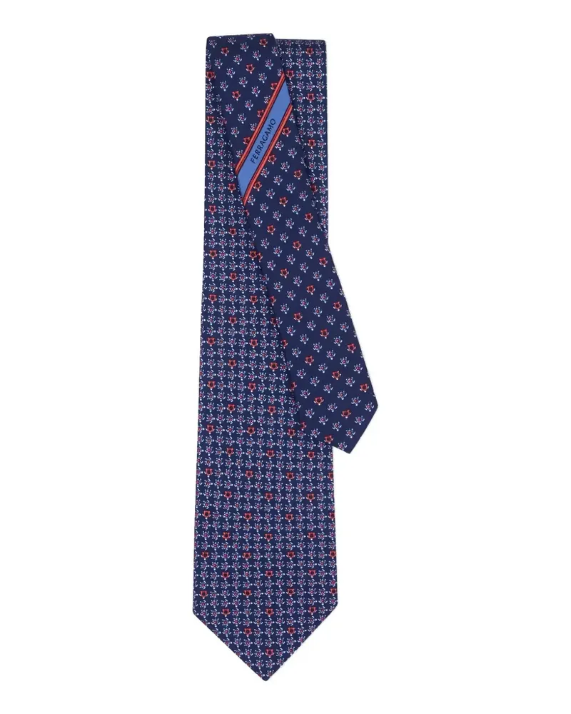 Ferragamo Gancini turtles-print silk tie - Blau Blau