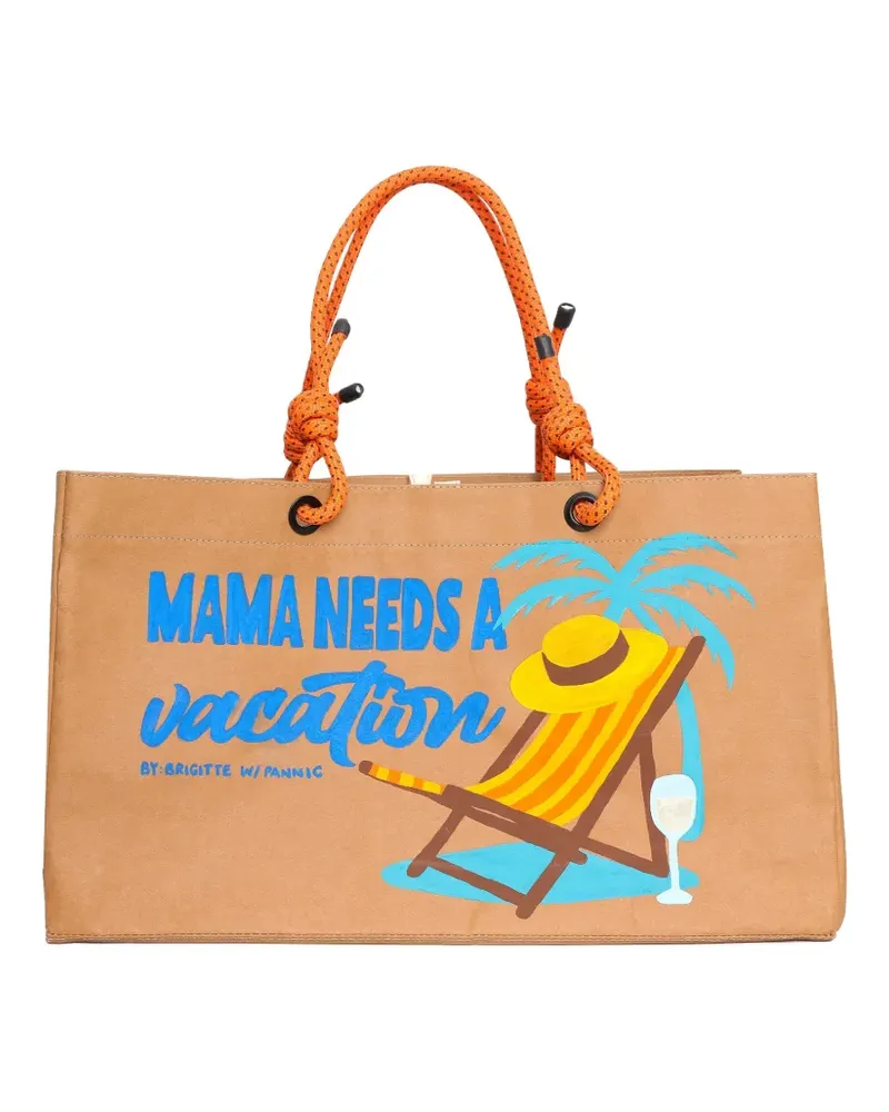 BRIGITTE Strandtasche mit grafischem Print - Nude Nude