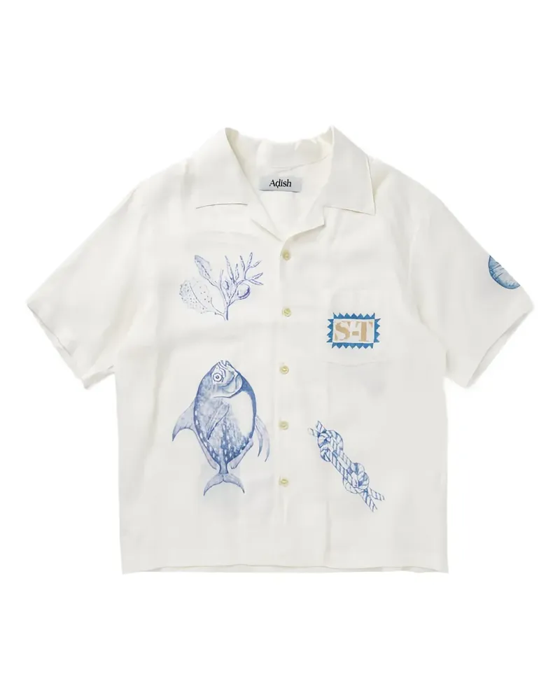 ADISH T-Shirt mit Fisch-Print - Weiß Weiß