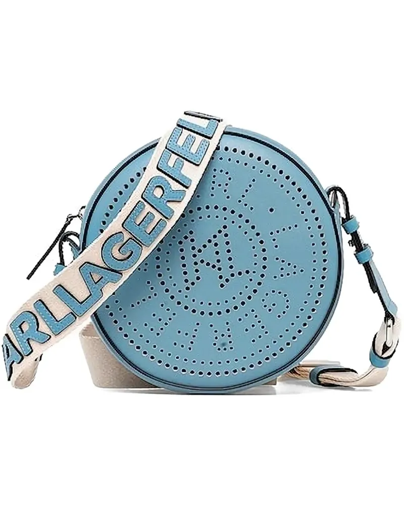 Karl Lagerfeld perforated-logo round crossbody bag - Blau Blau