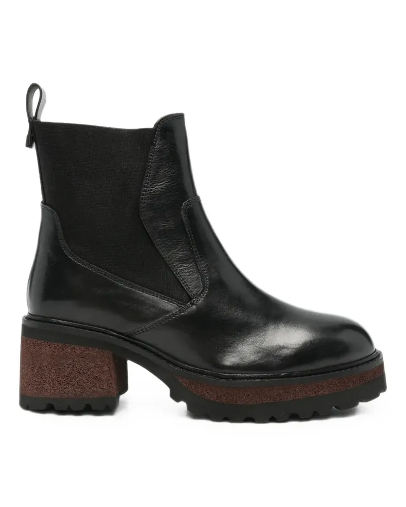 CAFèNOIR  panelled leather ankle boots - Schwarz Schwarz