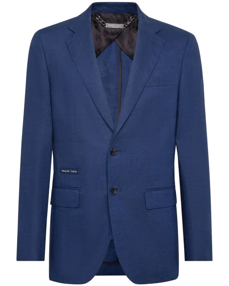Philipp Plein Einreihiges Sakko aus Leinen - Blau Blau