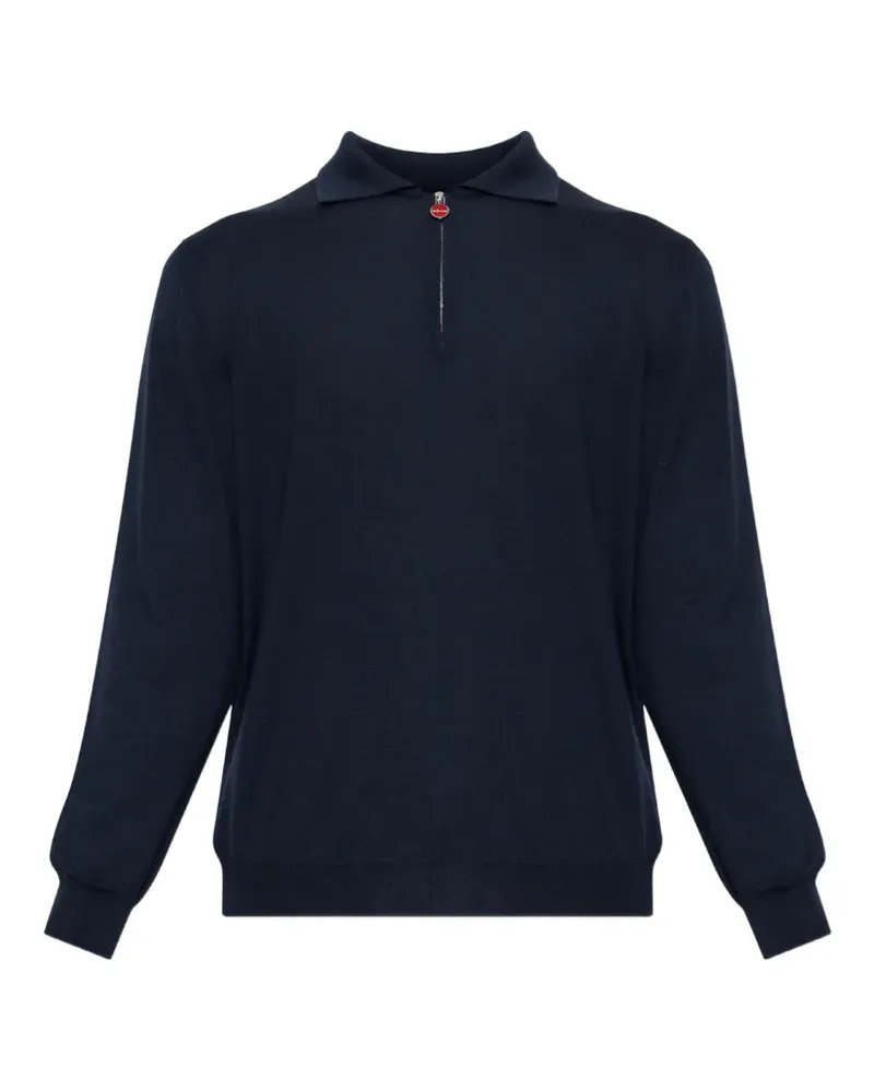 Kiton Langärmeliges Poloshirt mit Viertelreißverschluss - Blau Blau