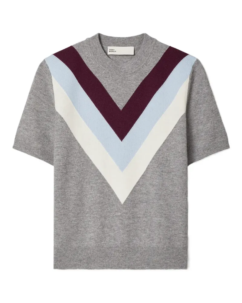 Tory Burch Chevron wool top - Grau Grau