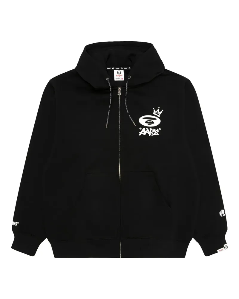 BAPE logo-detail zip-up hoodie - Schwarz Schwarz