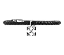 Geflochtenes Lederarmband mit Pfeilen - Silber