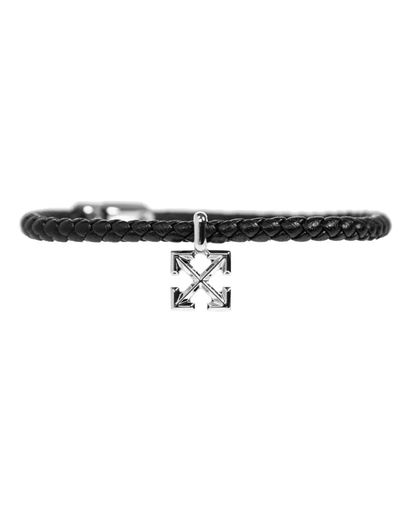 OFF-WHITE Geflochtenes Lederarmband mit Pfeilen - Silber Silber