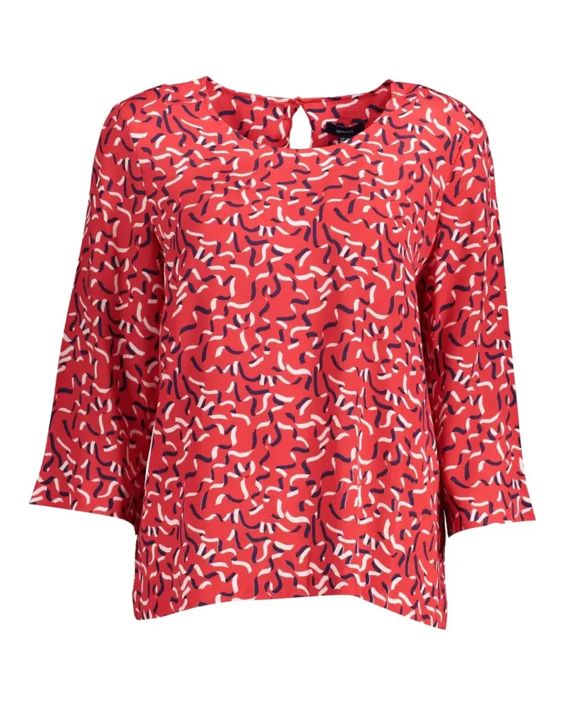 Gant abstract-print three-quarter sleeve blouse - Rot Rot
