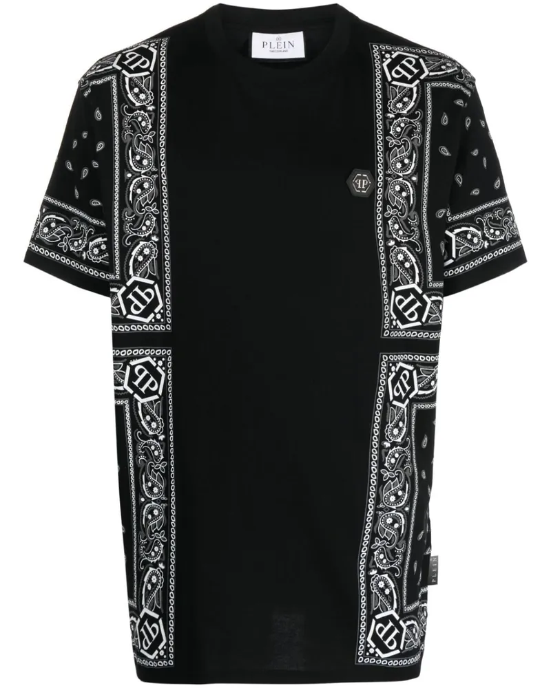 Philipp Plein T-Shirt mit Paisley-Bandana-Print - Schwarz Schwarz