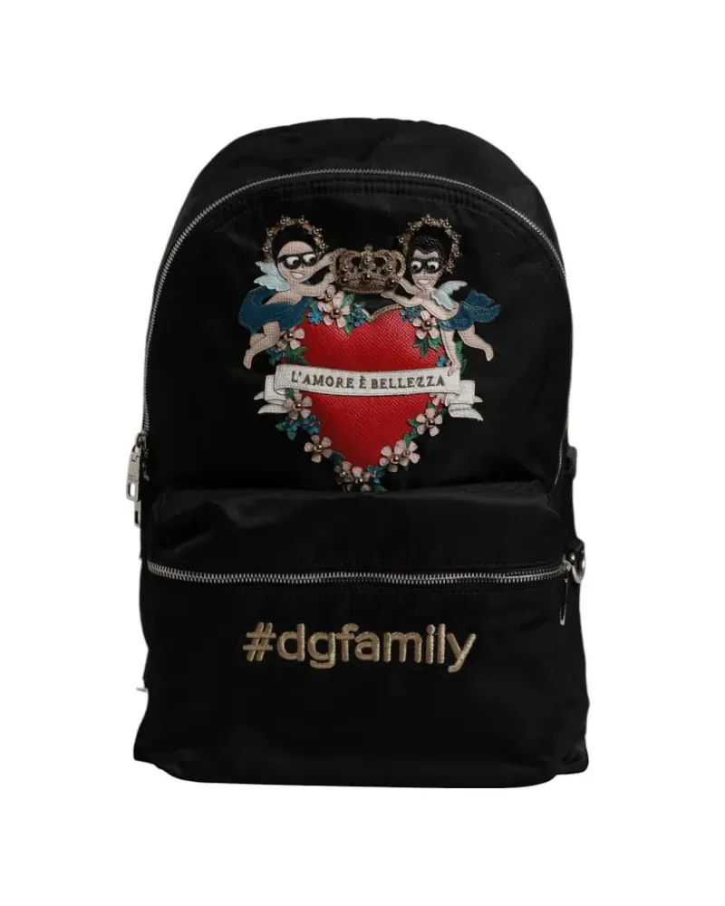 Dolce & Gabbana DGFamily Cherub Heart Rucksack - Schwarz Schwarz