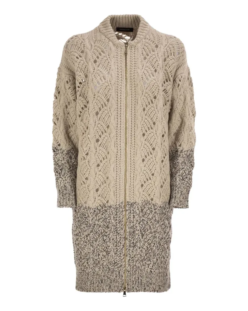Fabiana Filippi openwork-knit zip-up cardigan - Nude Nude