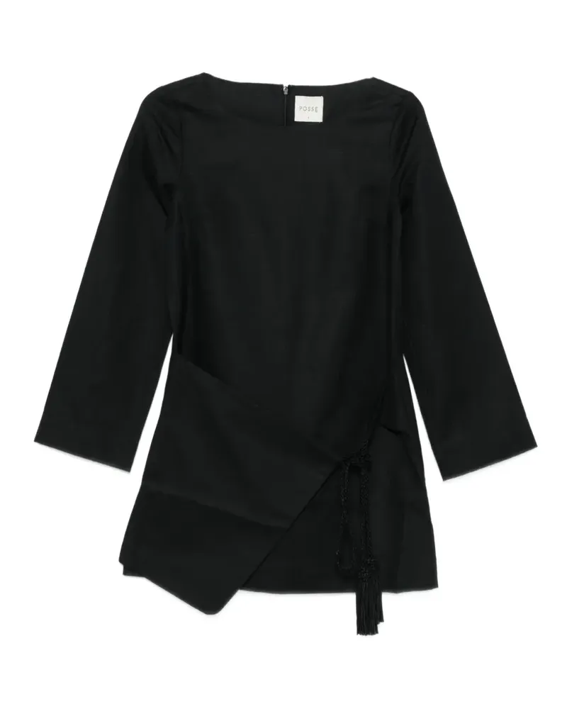 Posse Gewickeltes Yvette Minikleid - Schwarz Schwarz