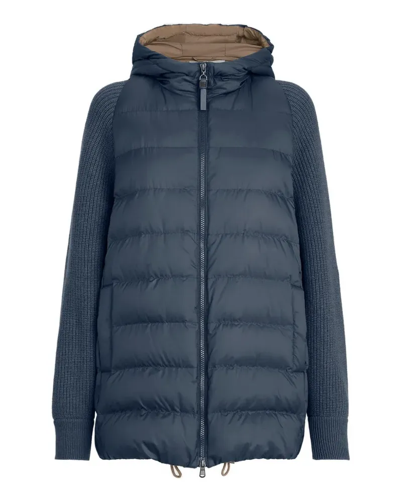 Brunello Cucinelli Kapuzenjacke mit gestrickten Ärmeln - Blau Blau