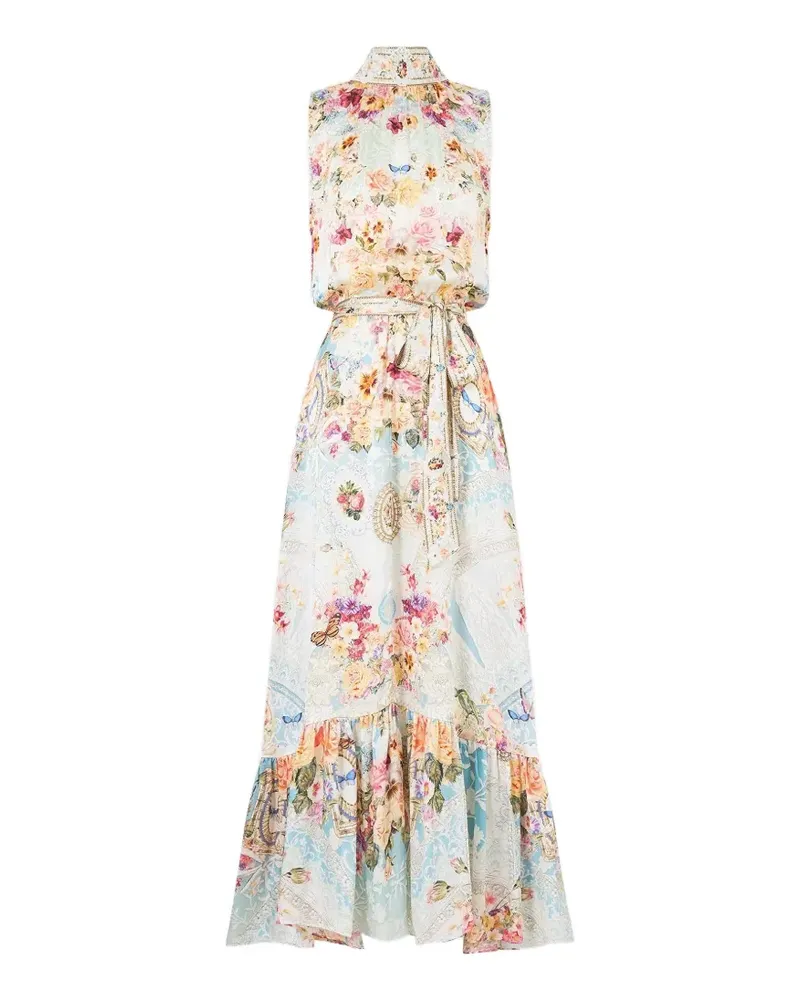 Camilla floral-print silk maxi dress - Nude Nude