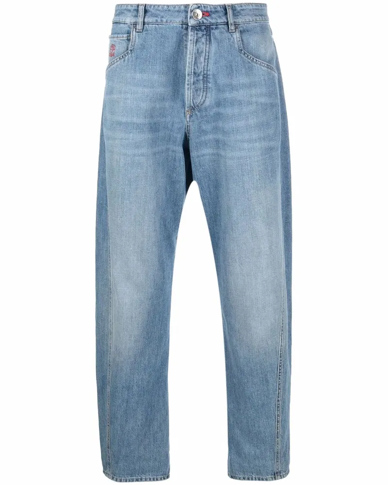 Brunello Cucinelli Halbhohe Straight-Leg-Jeans - Blau Blau