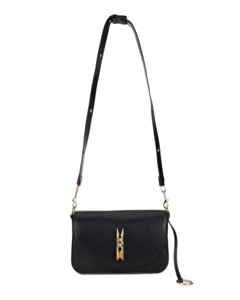Moschino Schultertasche mit Wäscheklammer-Schild - Schwarz Schwarz