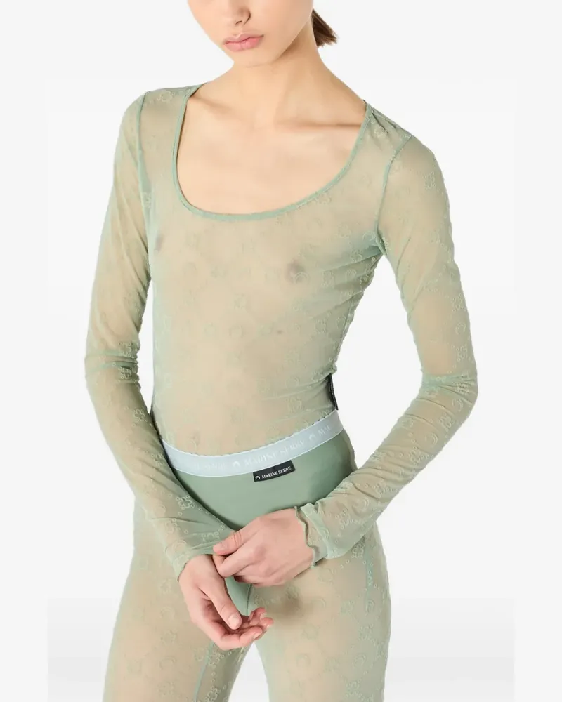 Marine Serre T-Shirt mit Monogramm - Grün Grün
