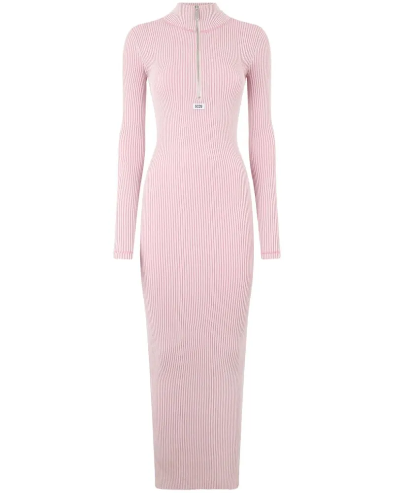 GCDS Geripptes Maxikleid - Rosa Rosa