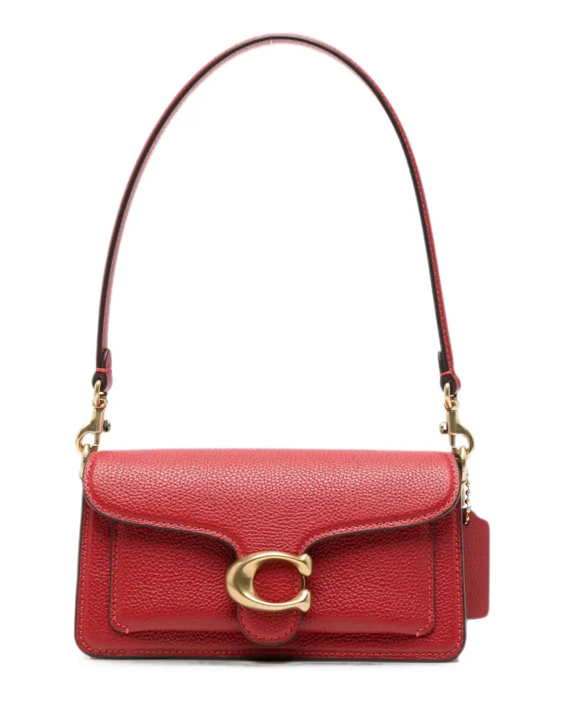 Coach logo-plaque pebbled-leather shoulder bag - Rot Rot