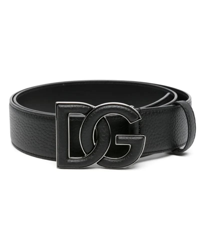 Dolce & Gabbana Ledergürtel mit Logo-Schnalle - Schwarz Schwarz
