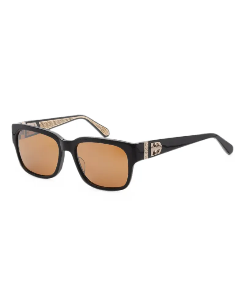 Bugatti Sonnenbrille mit eckigem Gestell - Schwarz Schwarz