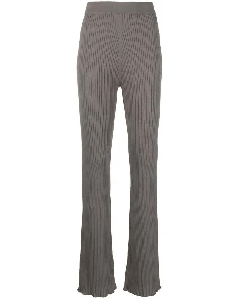 Nanushka Schlaghose aus geripptem Strick - Grau Grau